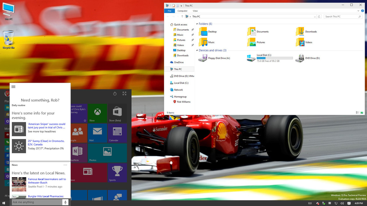 Microsoft Windows 10 Preview With Cortana And Updated Start Menu Available For Download