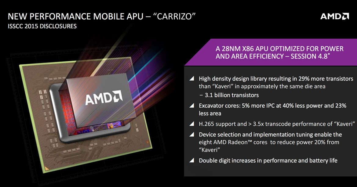 AMD Carrizo APU With Excavator Core Architecture Targets Higher Efficiency, Longer Battery Life