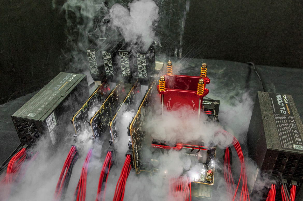 K|NGP|N Shatters Benchmark Records With Intel Core i9-7980XE And EVGA X299 Dark Motherboard