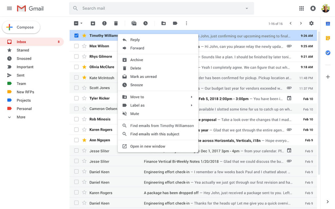 Google Updates Gmail Right-Click Menu So It's Actually Useful And More Intuitive