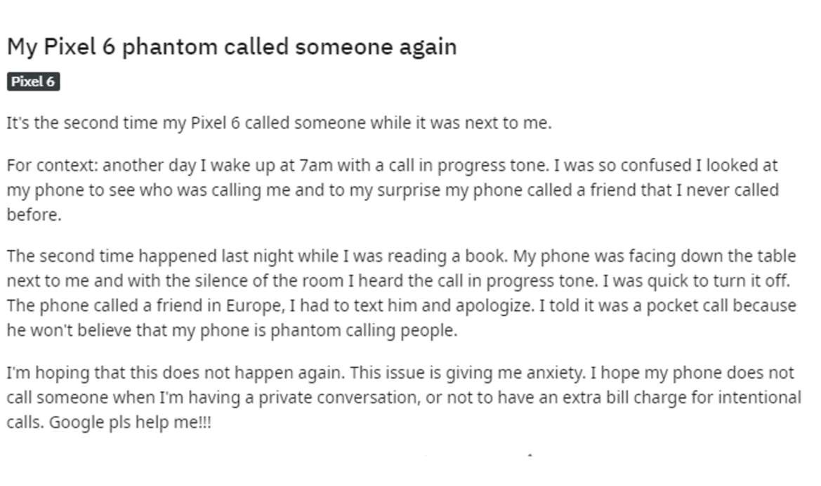 Pixel 6 Owners Complain Of Phantom Call Bug And Butt Dialing Isn't To Blame
